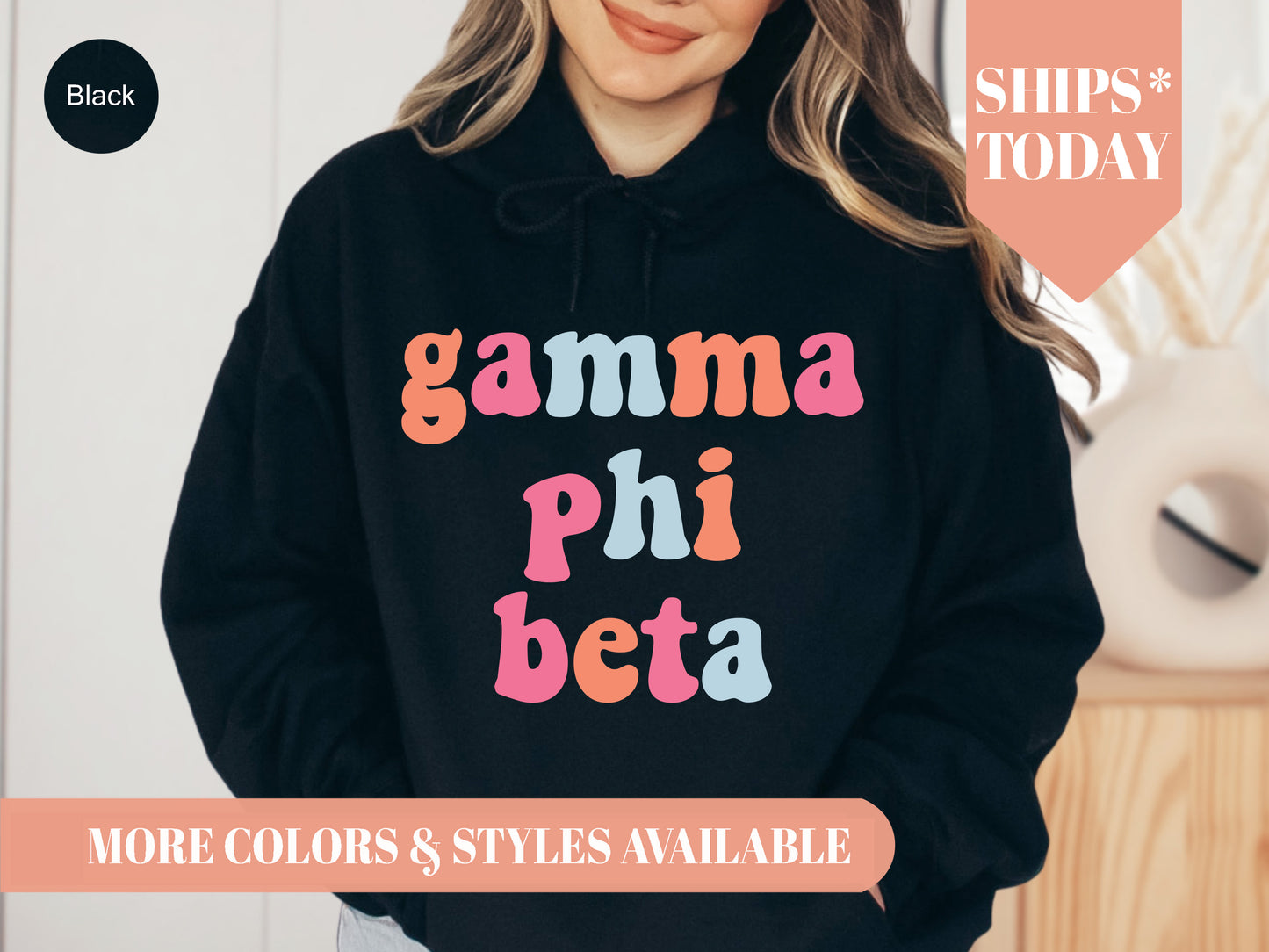 Gamma Phi Beta Vividly Vibrant Sorority Hoodie _ 3163g