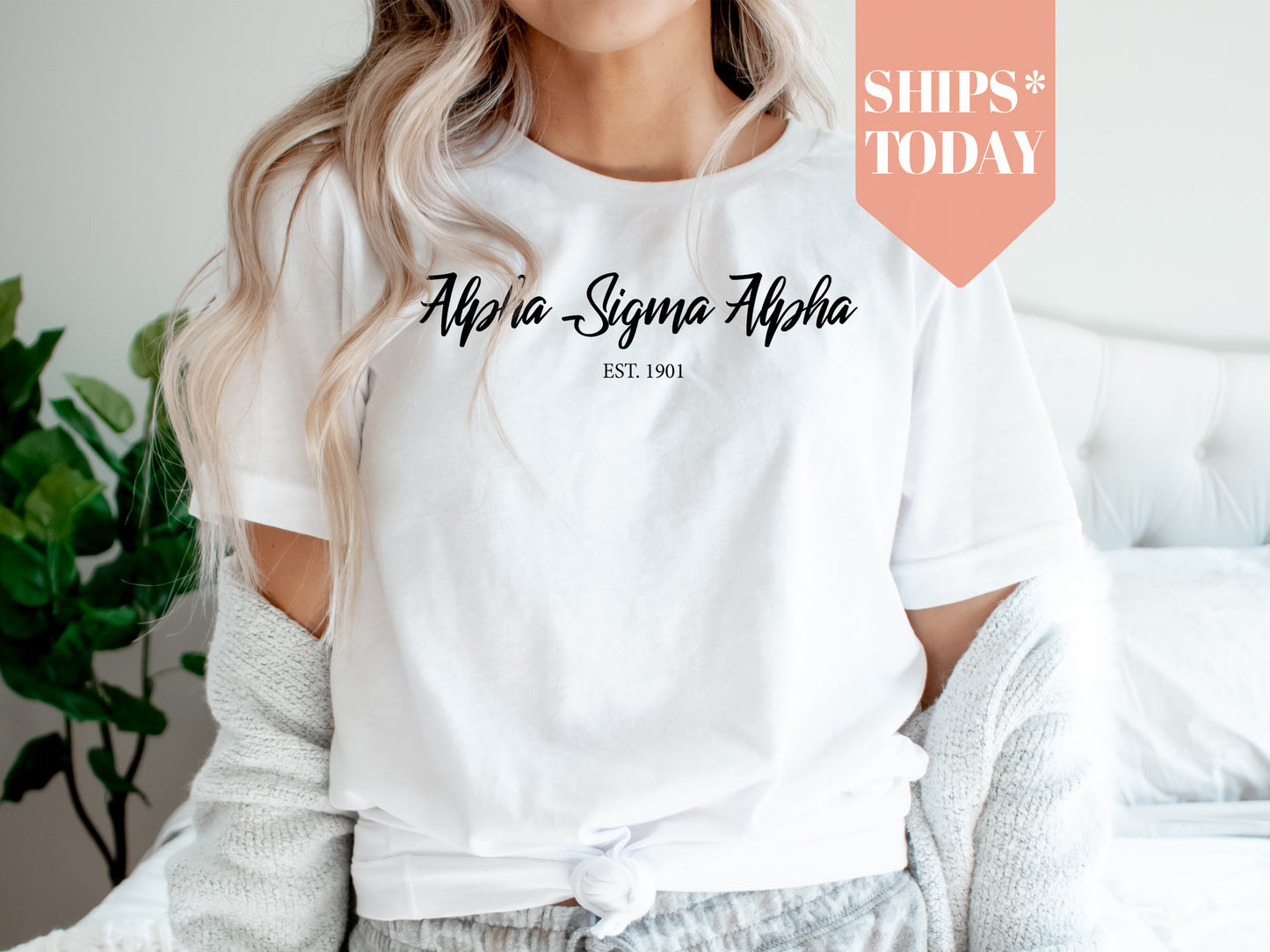 Alpha Sigma Alpha Black Flowy Sorority T-shirt _ 83g