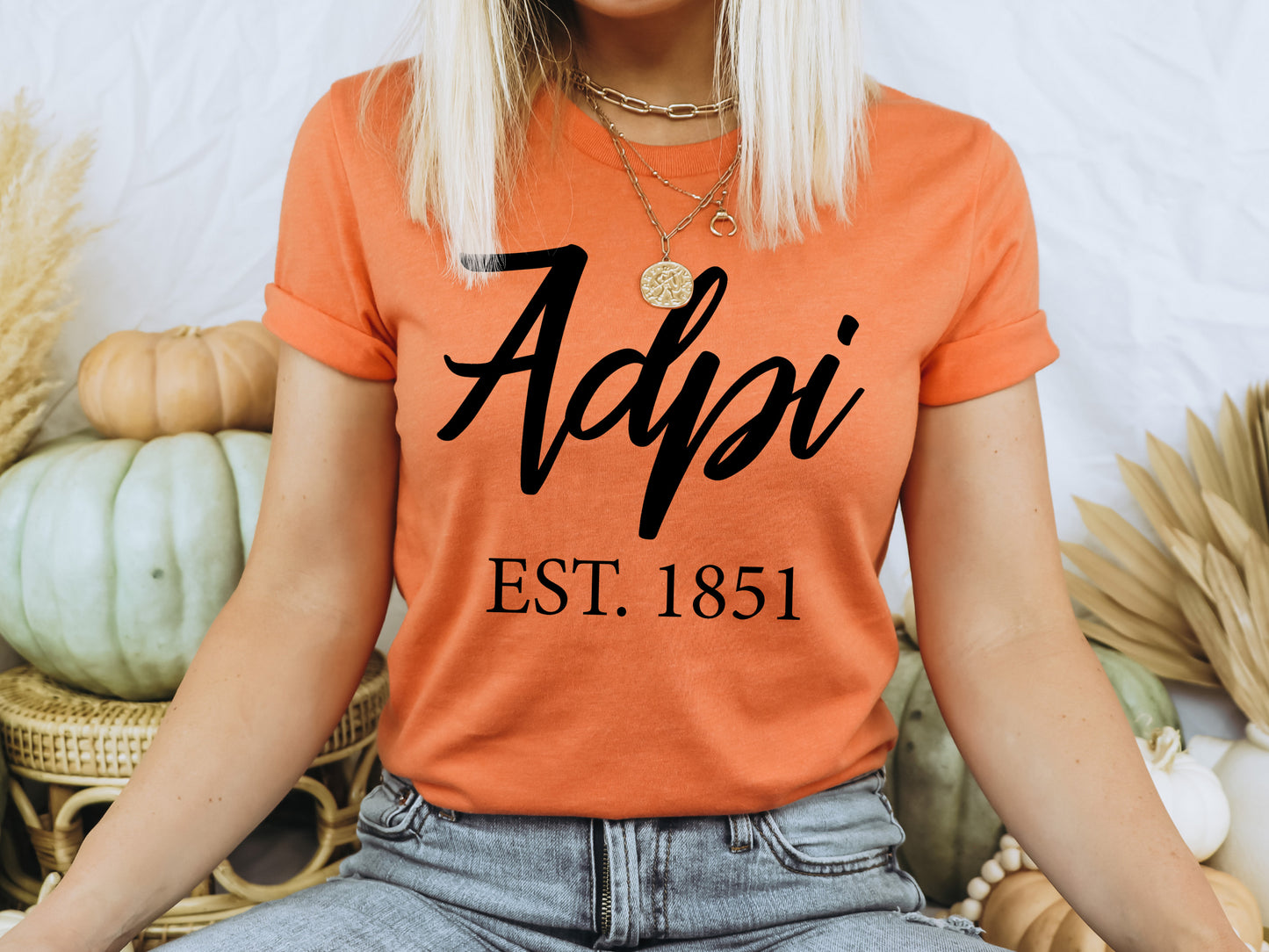 Alpha Delta Pi Black Flowy Sorority T-shirt _ 78g