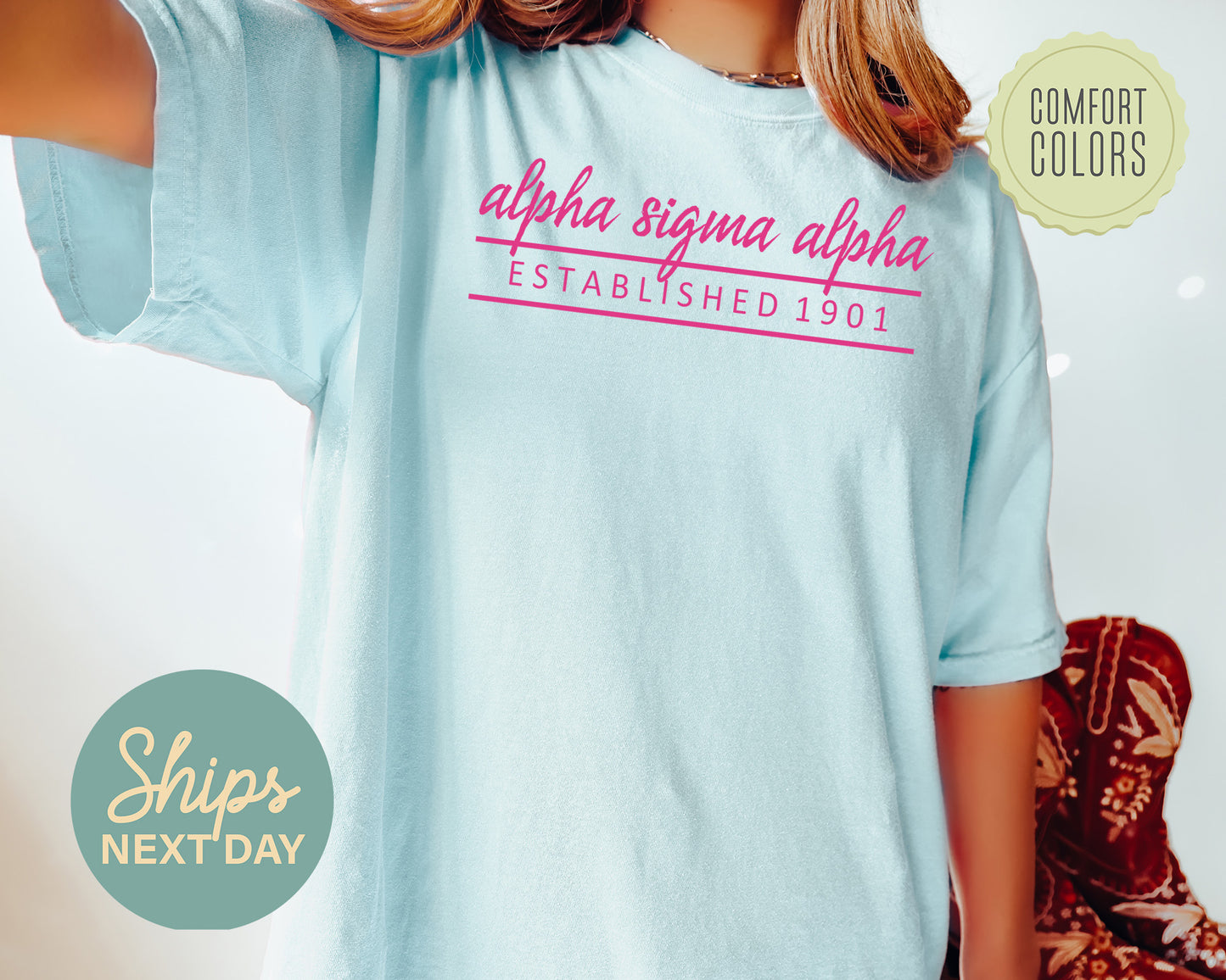 Alpha Sigma Alpha All Pink Comfort Colors Sorority T-shirt _  758g