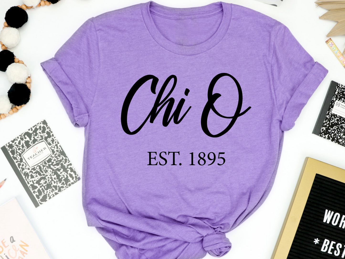 Chi Omega Black Flowy Sorority T-shirt _ 86g