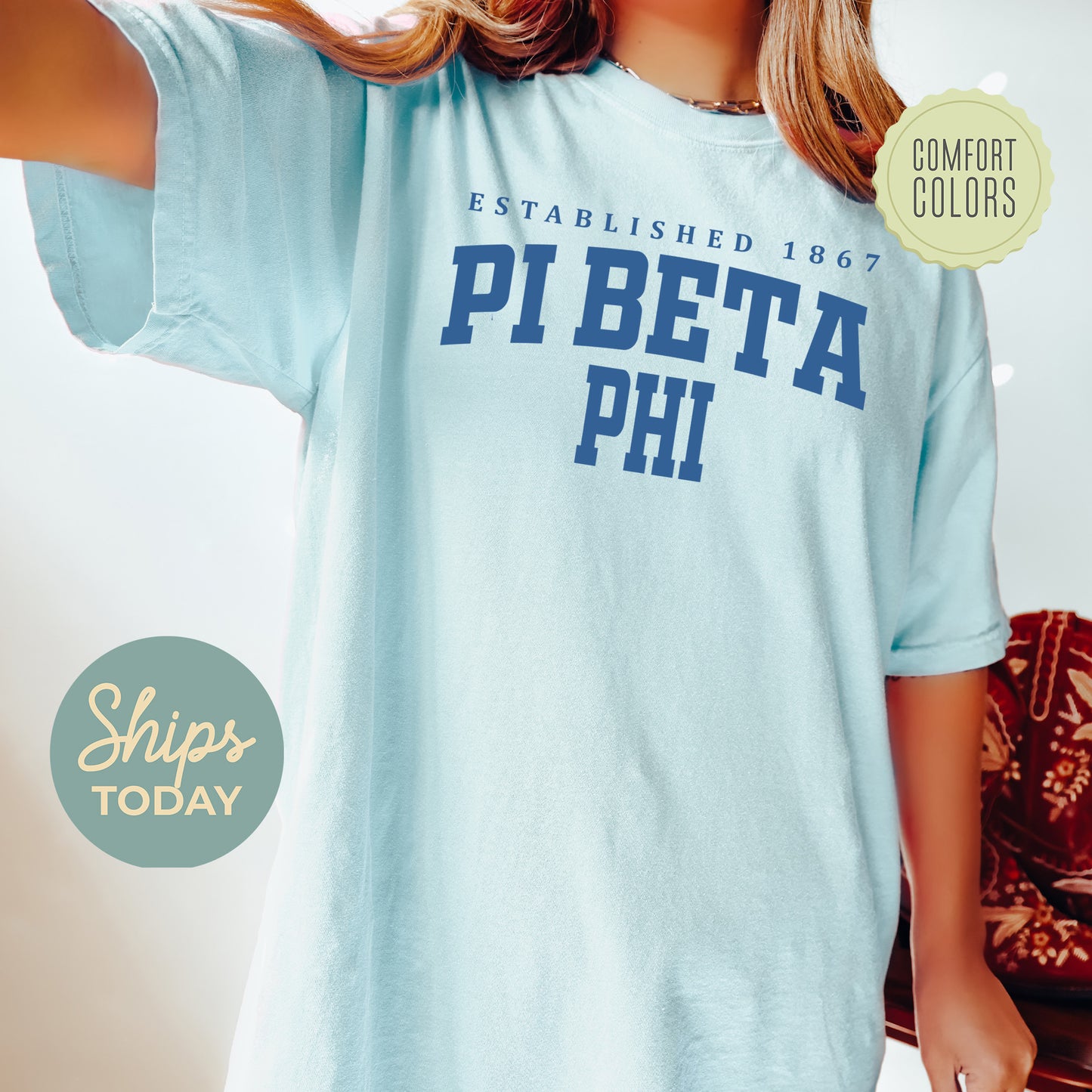 Pi Beta Phi Bold Letters Comfort Colors Sorority T-shirt _ 35140g