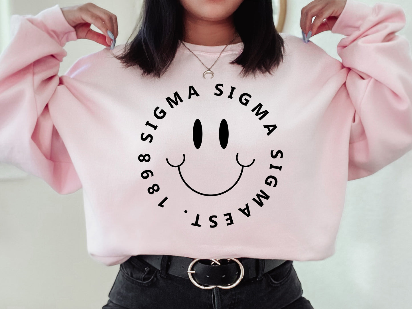 Sigma Kappa Smiley Face Halo Sorority Sweatshirt _ 2521g