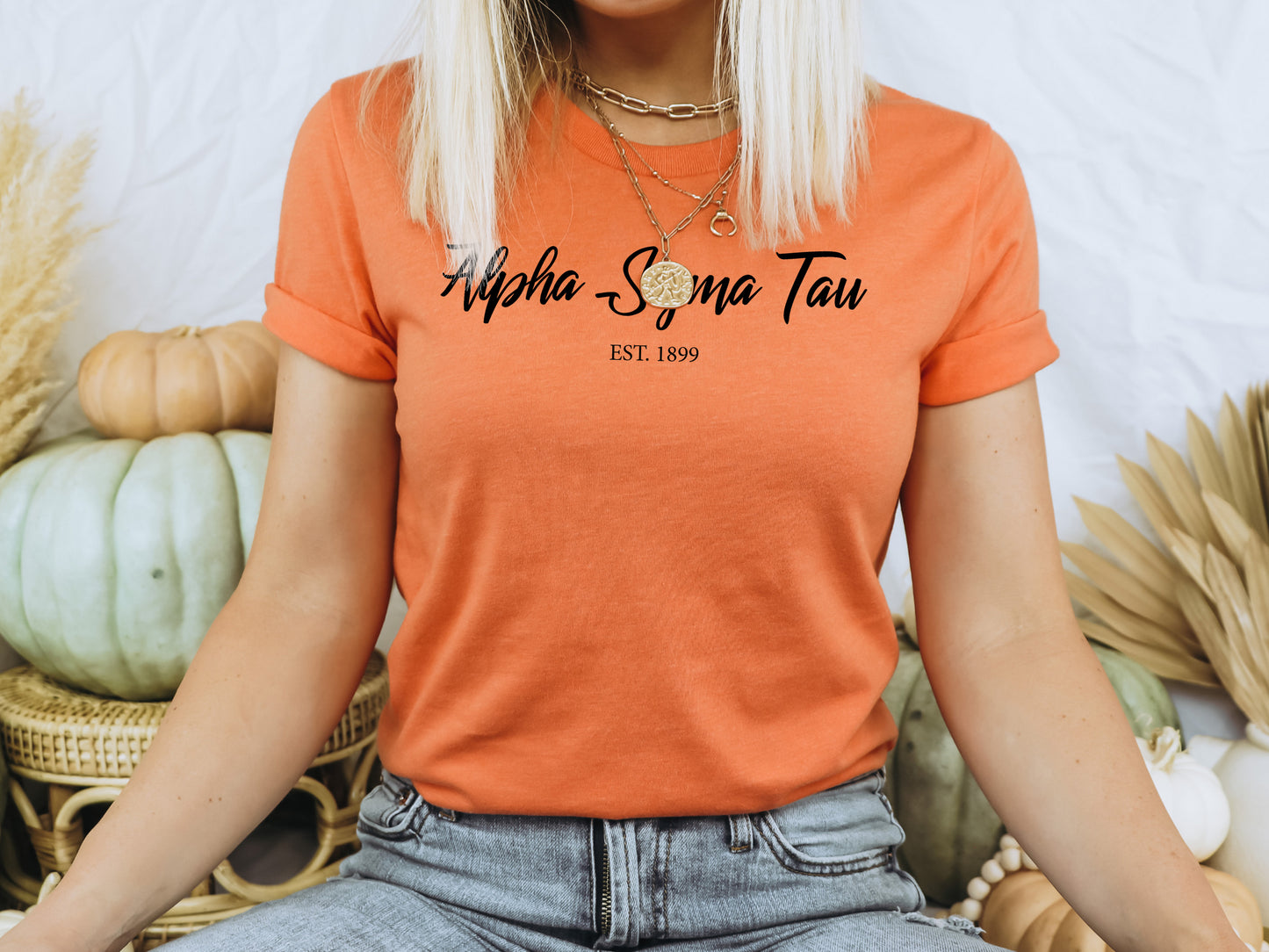 Alpha Sigma Tau Black Flowy Sorority T-shirt _ 84g