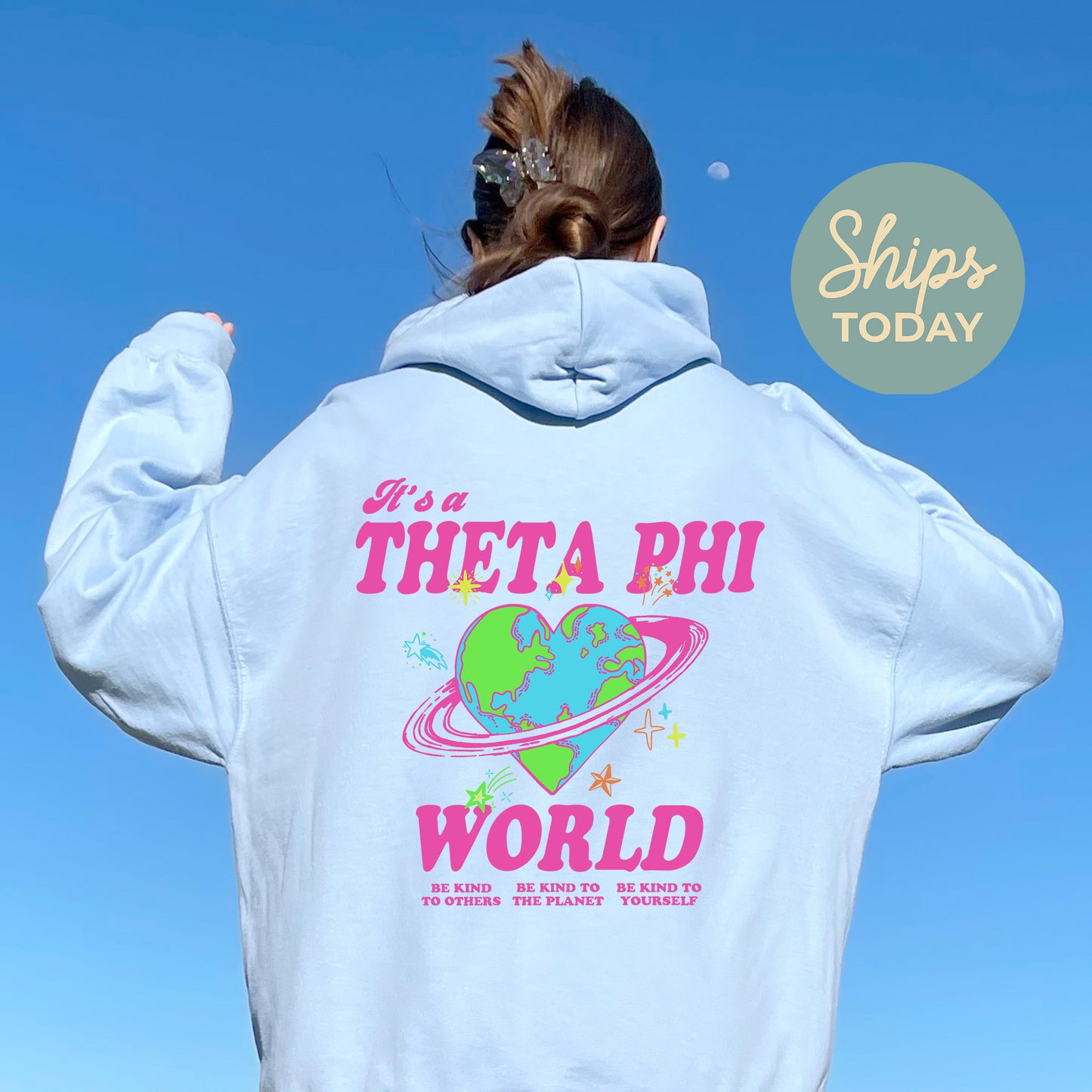 Theta Phi Alpha Pink Planet Sorority Hoodie _ 34254g