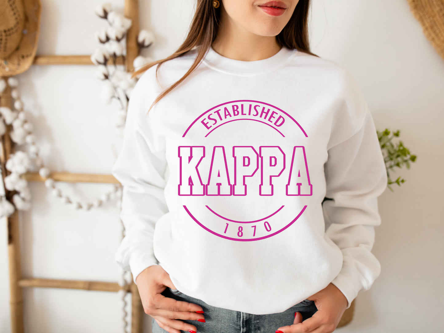 Kappa Kappa Gamma Pink Stamp Sorority Sweatshirt _ 68g
