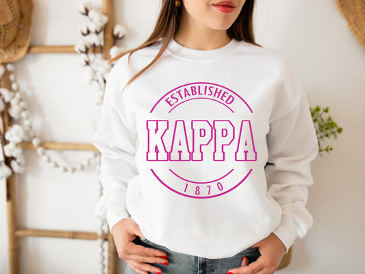 Kappa Kappa Gamma Pink Stamp Sorority Sweatshirt _ 68g