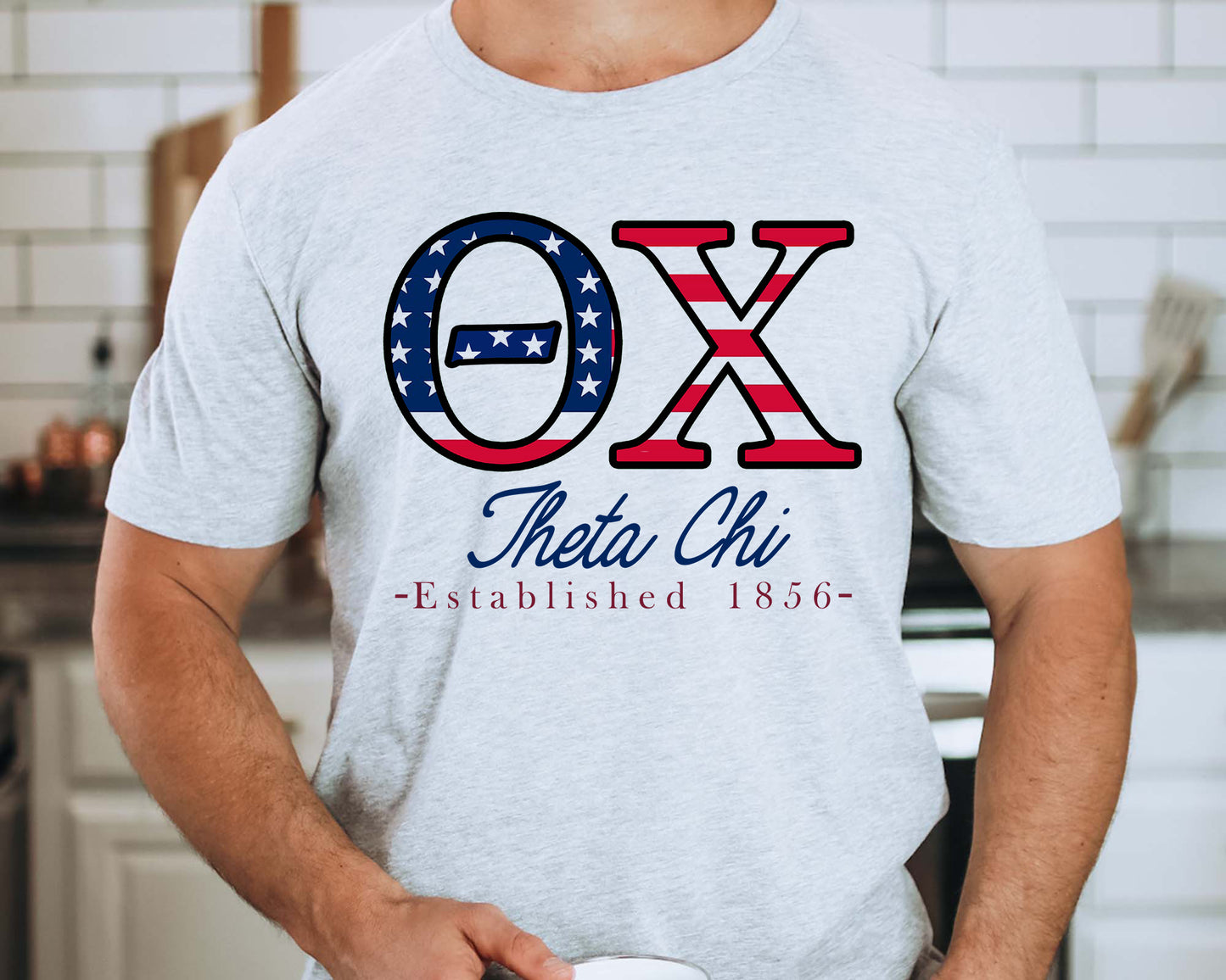 Theta Chi American Flag Letters Fraternity T-shirt _ 1181g