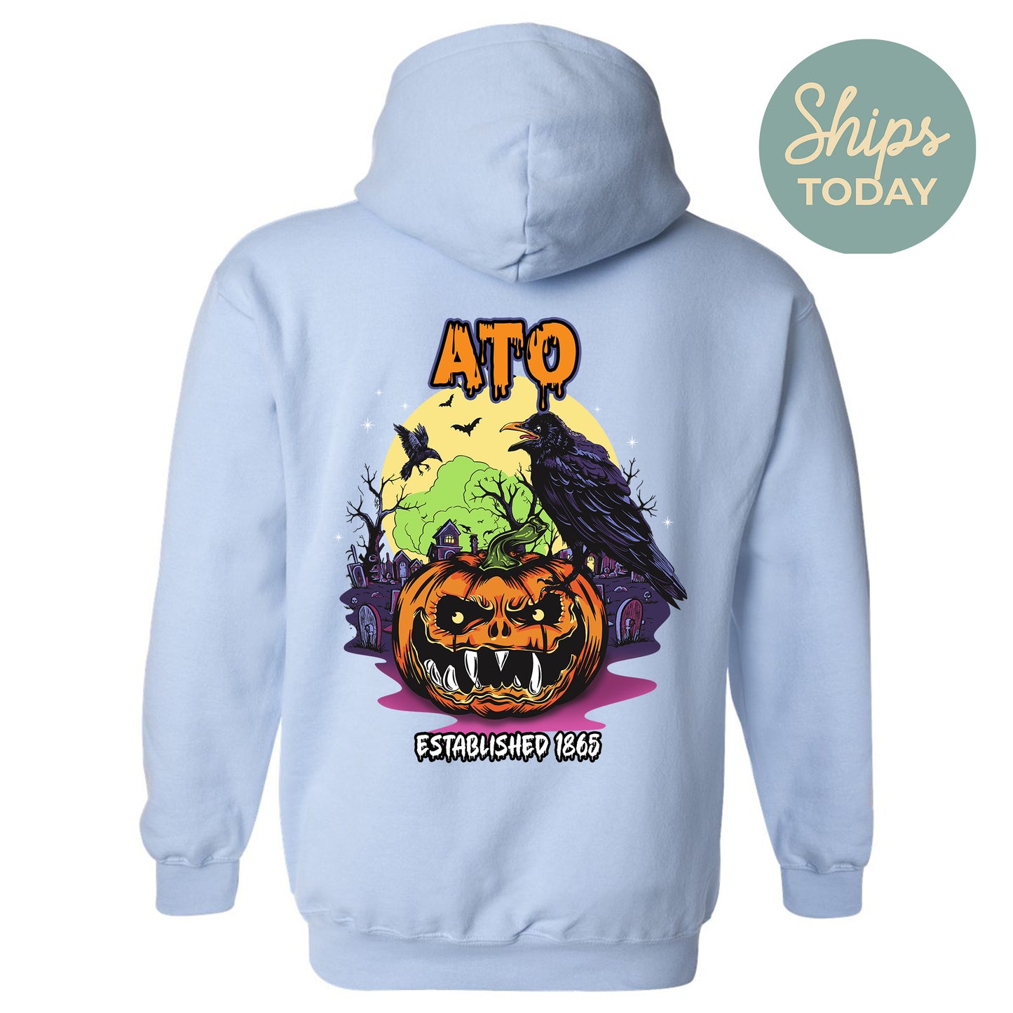 Alpha Tau Omega Halloween Bats Fraternity Hoodie _ 36255g