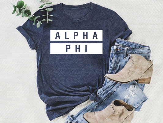 Alpha Phi Faded White Box Sorority T-shirt _ 3338g