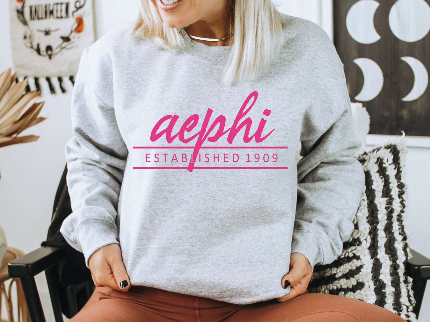 Alpha Epsilon Phi All Pink Sorority Sweatshirt _ 754g