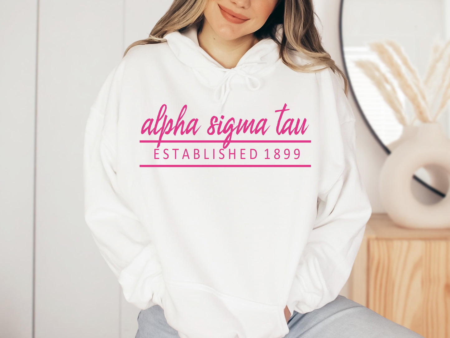 Alpha Sigma Tau All Pink Sorority Hoodie _ 759g