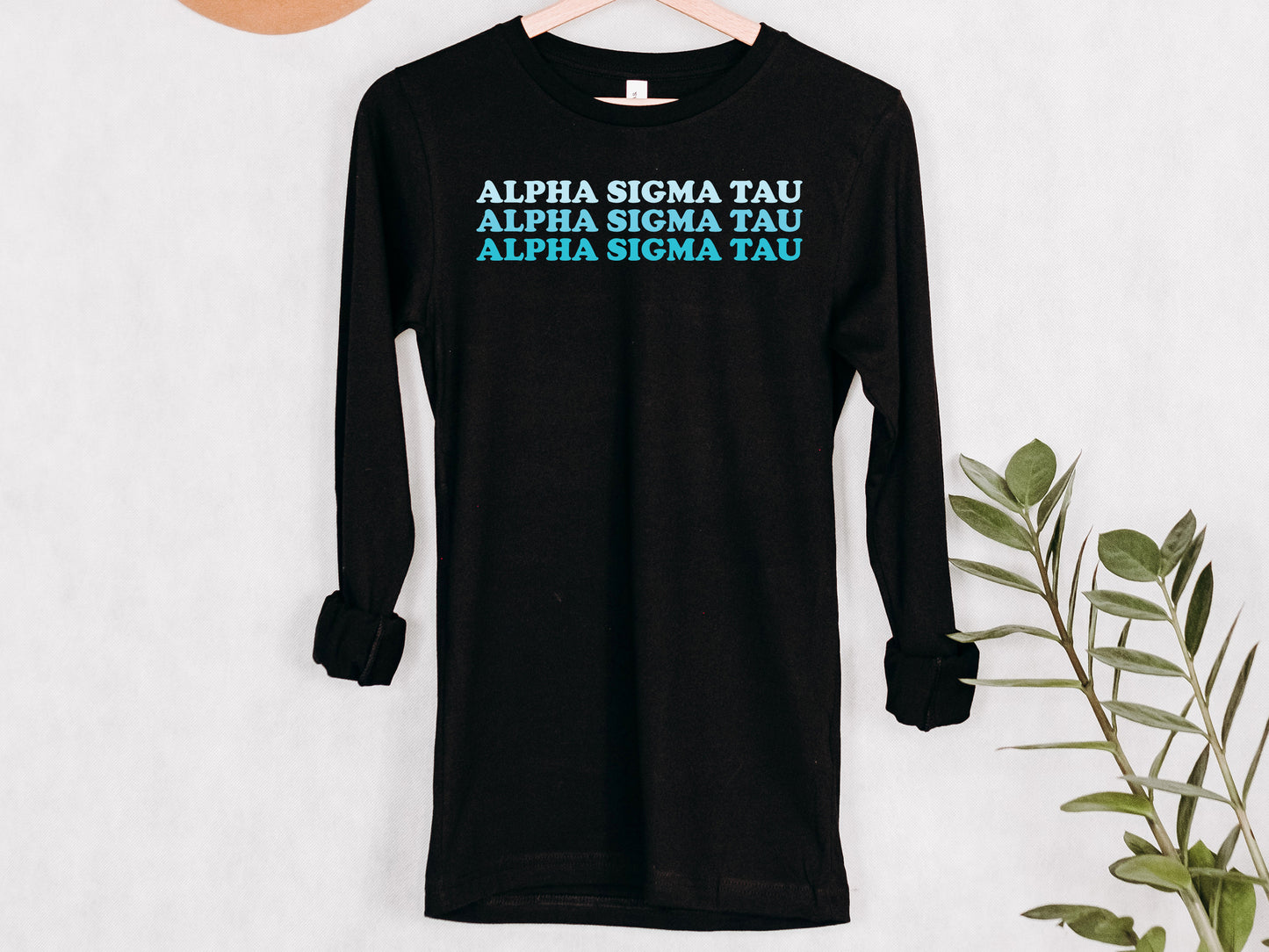 Alpha Sigma Tau Touch of Blue Sorority Long Sleeve T-shirt _ 2584g