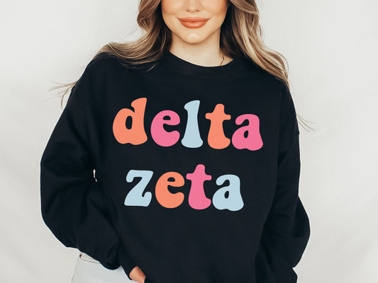 Delta Zeta Vividly Vibrant Sorority Sweatshirt _ 3162g