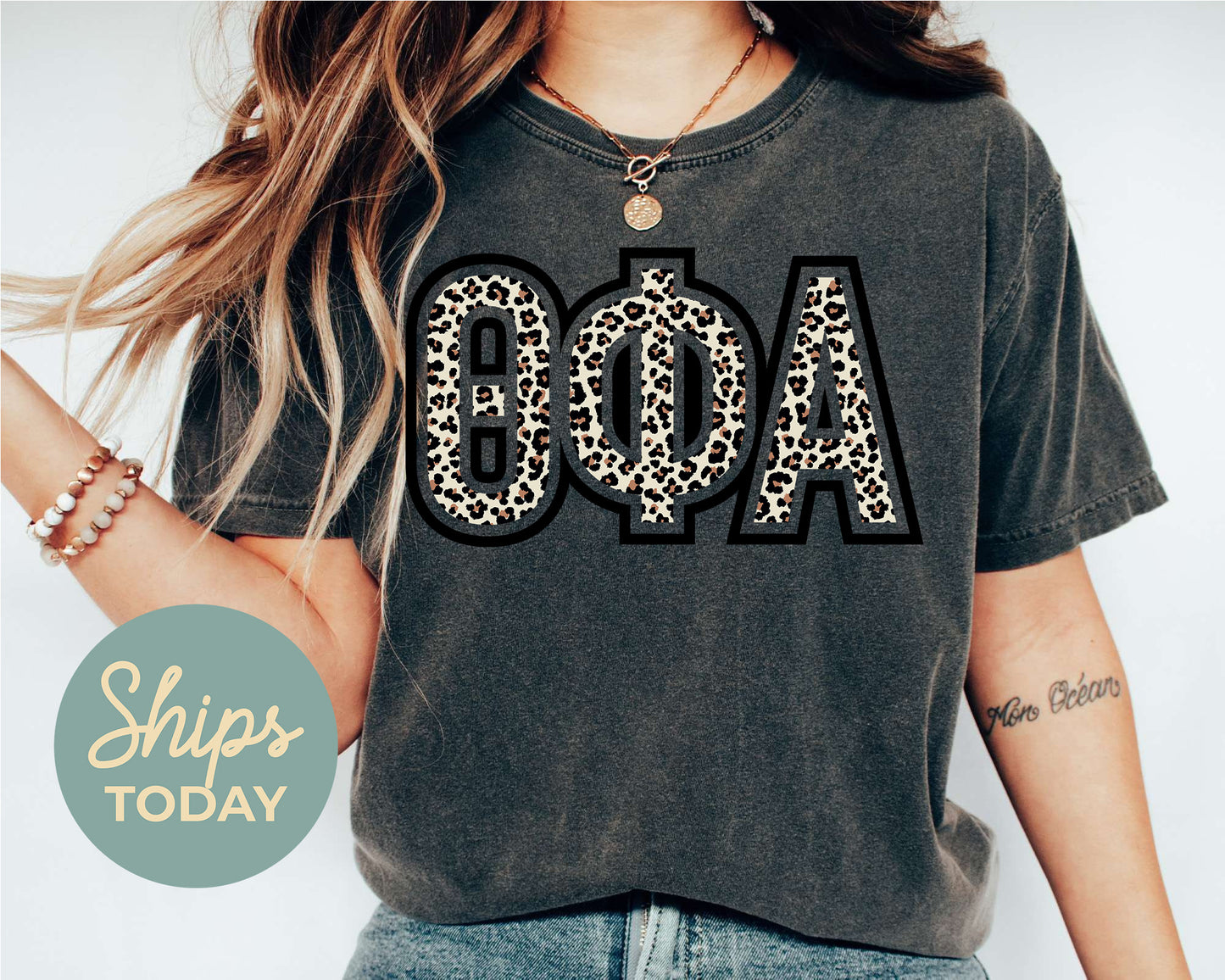 Theta Phi Alpha Safari Style Letters Sorority T-shirt _ 304559g