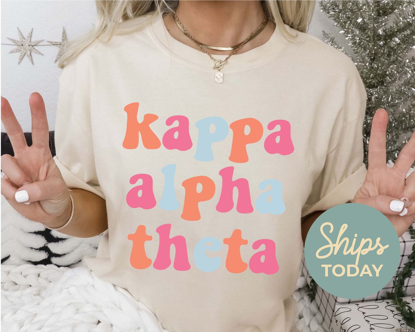 Kappa Alpha Theta Vividly Vibrant Sorority T-shirt _ 3164g