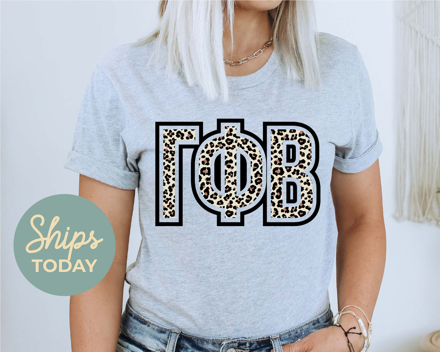 Gamma Phi Beta Safari Style Letters Sorority T-shirt _ 30449g