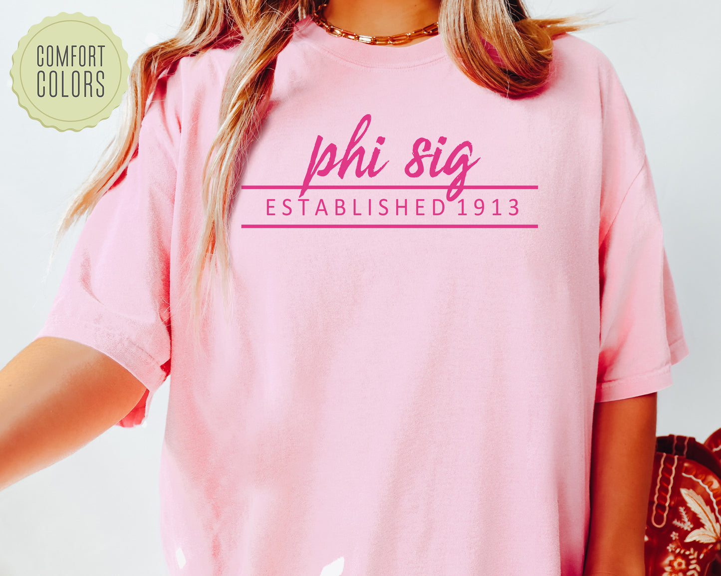 Phi Sigma Sigma All Pink Comfort Colors Sorority T-shirt _ 771g