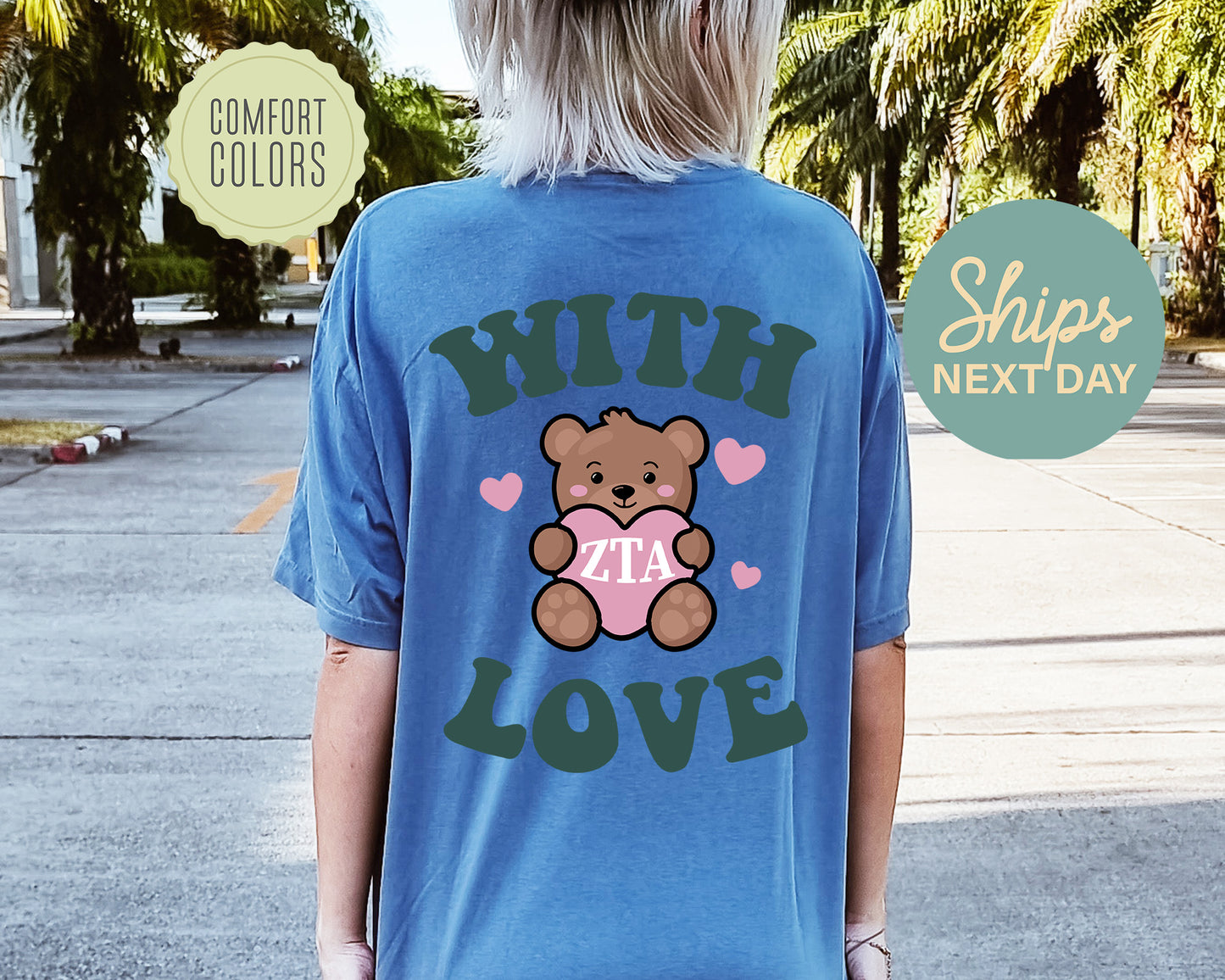 Zeta Tau Alpha With Love Comfort Colors Sorority T-shirt _ 33231g