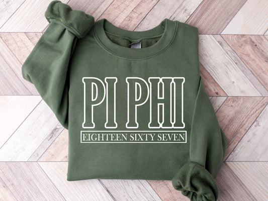 Pi Beta Phi Stencil Stacked Sorority Sweatshirt _ 2154g