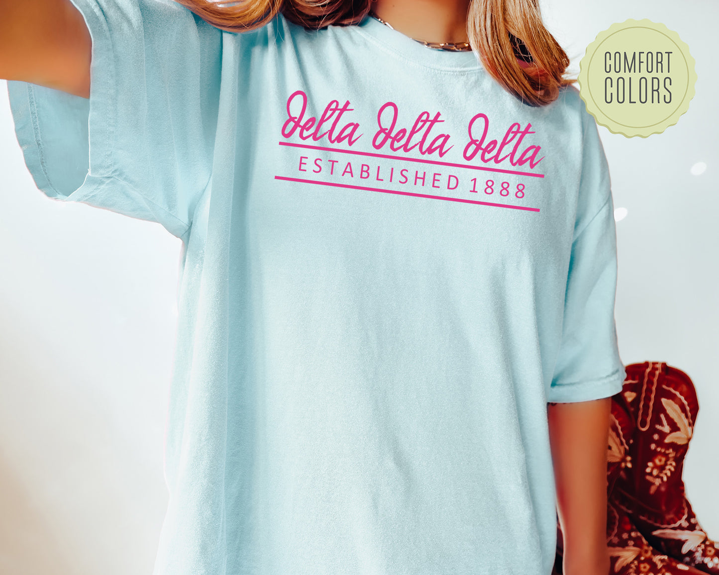 Delta Delta Delta All Pink Comfort Colors Sorority T-shirt _ 762g