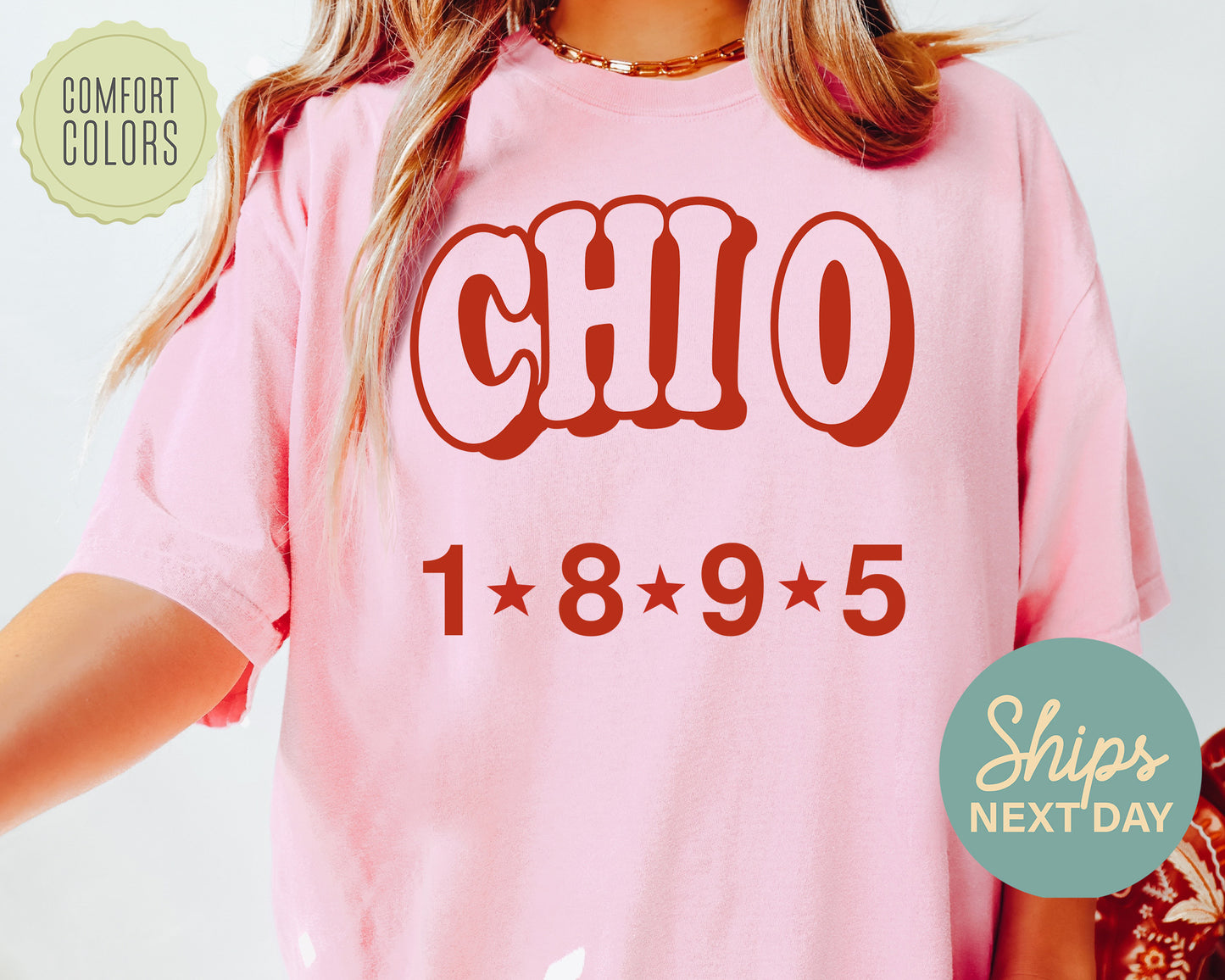 Chi Omega Red Arch Comfort Colors Sorority T-shirt _ 371g