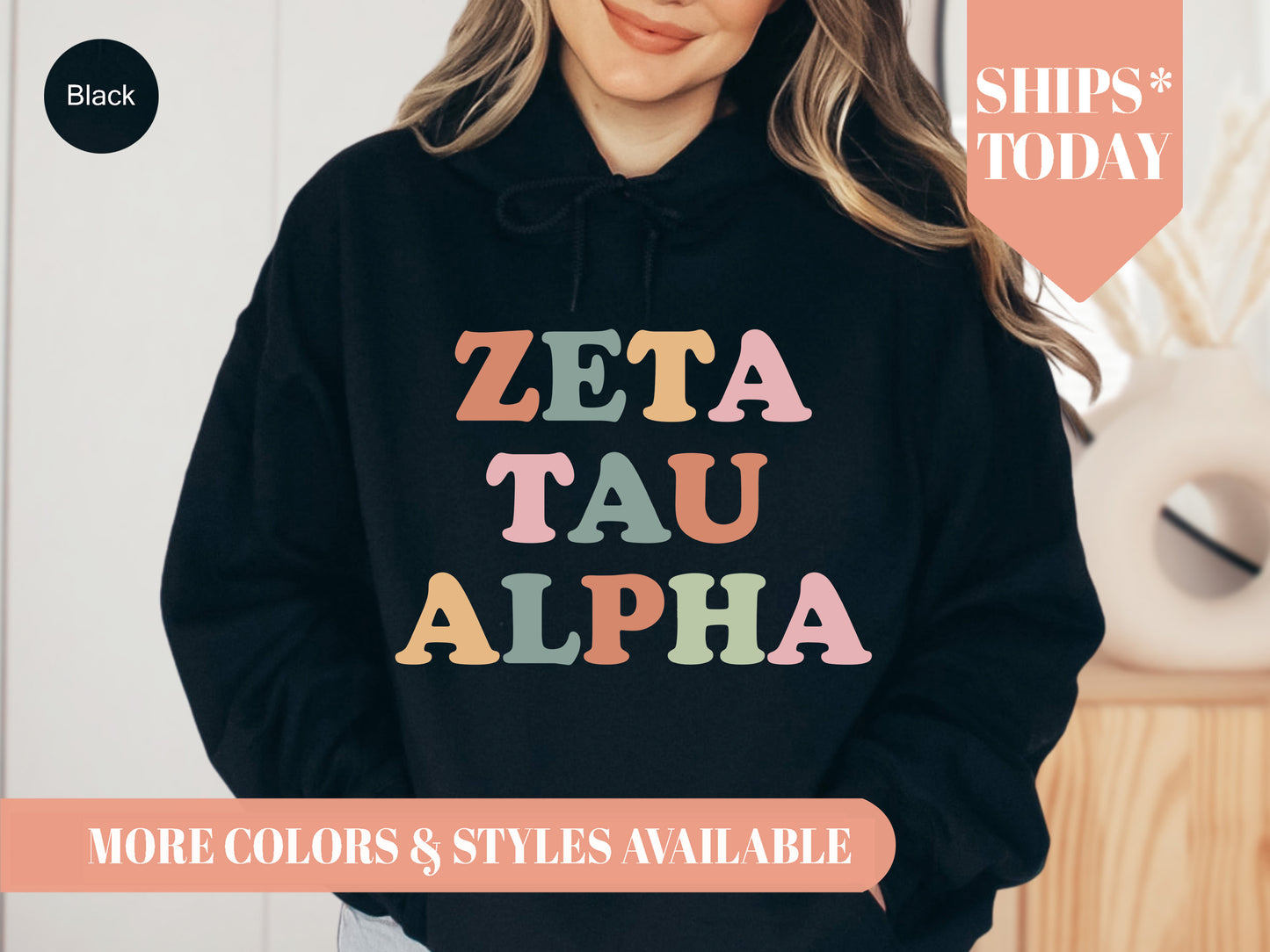 Zeta Tau Alpha Bright and Proud Sorority Hoodie _ 439g