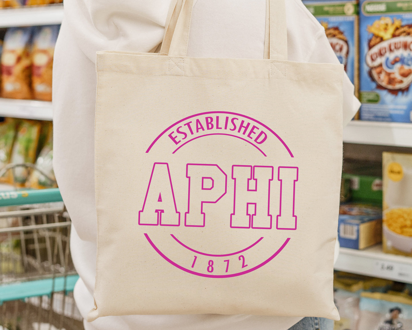 Alpha Phi Pink Stamp Sorority Tote Bag _ 34442g