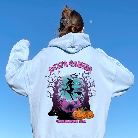 Delta Gamma Halloween Witch Sorority Hoodie _ 36237g