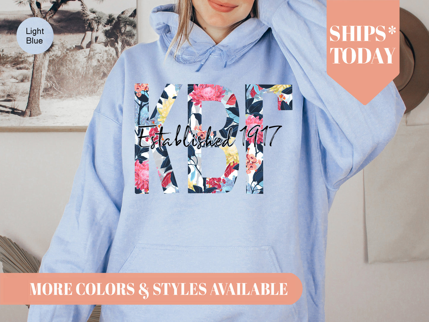 Kappa Beta Gamma Floral Block Sorority Hoodie _ 3514g