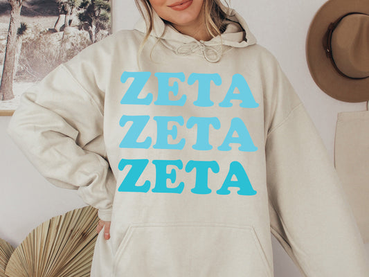 Zeta Tau Alpha Touch of Blue Sorority Hoodie _ 2602g