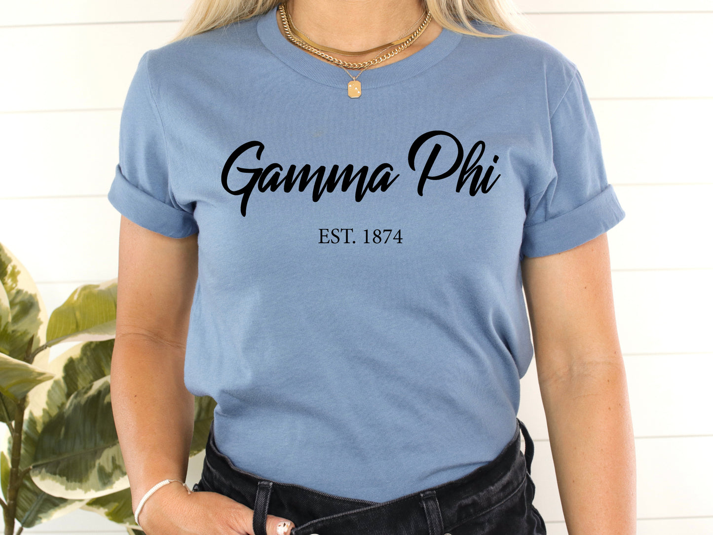 Gamma Phi Beta Black Flowy Sorority T-shirt _ 91g