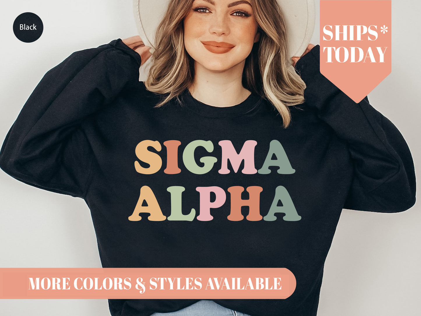 Sigma Alpha Bright and Colorful Sorority Sweatshirt _ 3478g