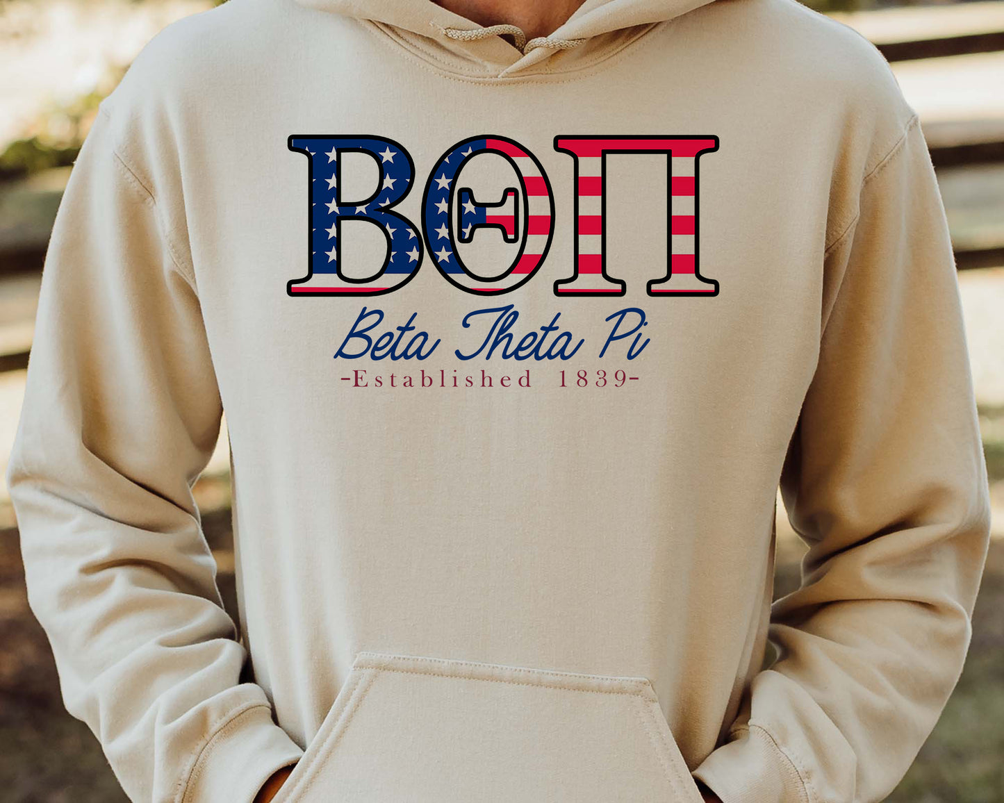 Beta Theta Pi American Flag Letters Fraternity Hoodie _ 1159g