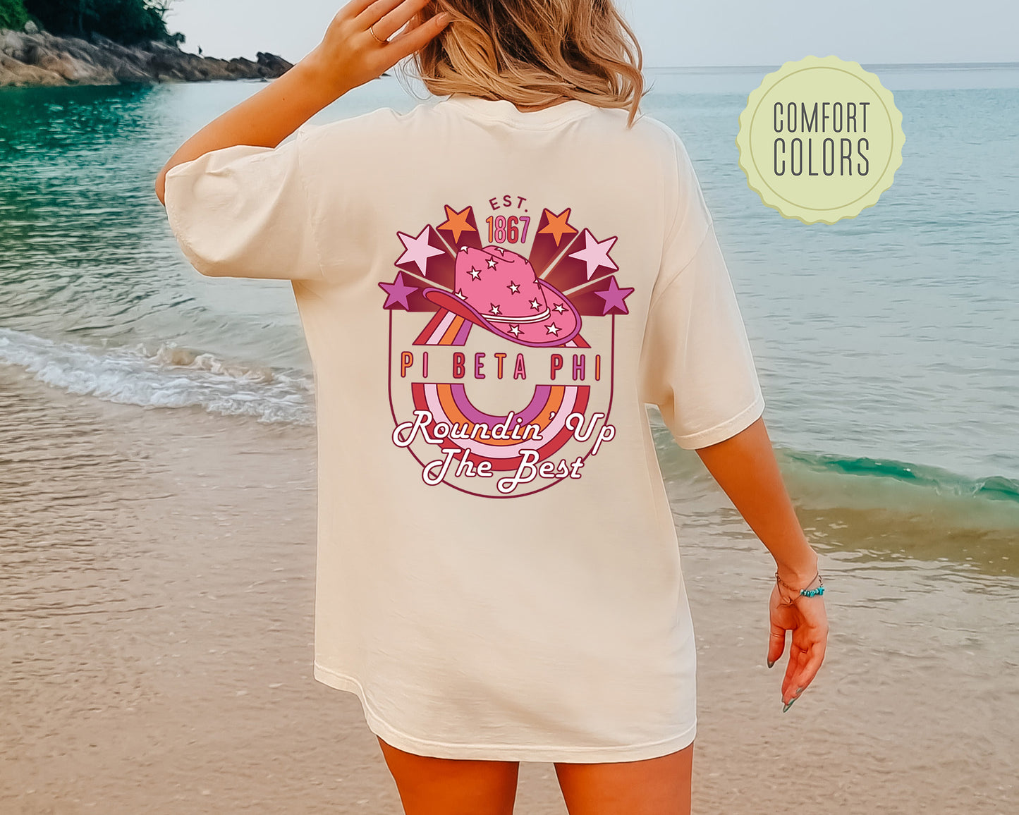 Pi Beta Phi Roundin' Up the Best Comfort Colors Sorority T-shirt _ 32914g