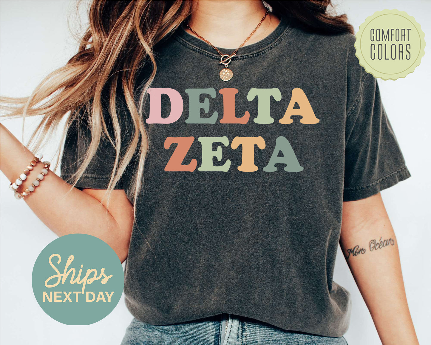 Delta Zeta Bright and Proud Comfort Colors Sorority T-shirt _ 427g