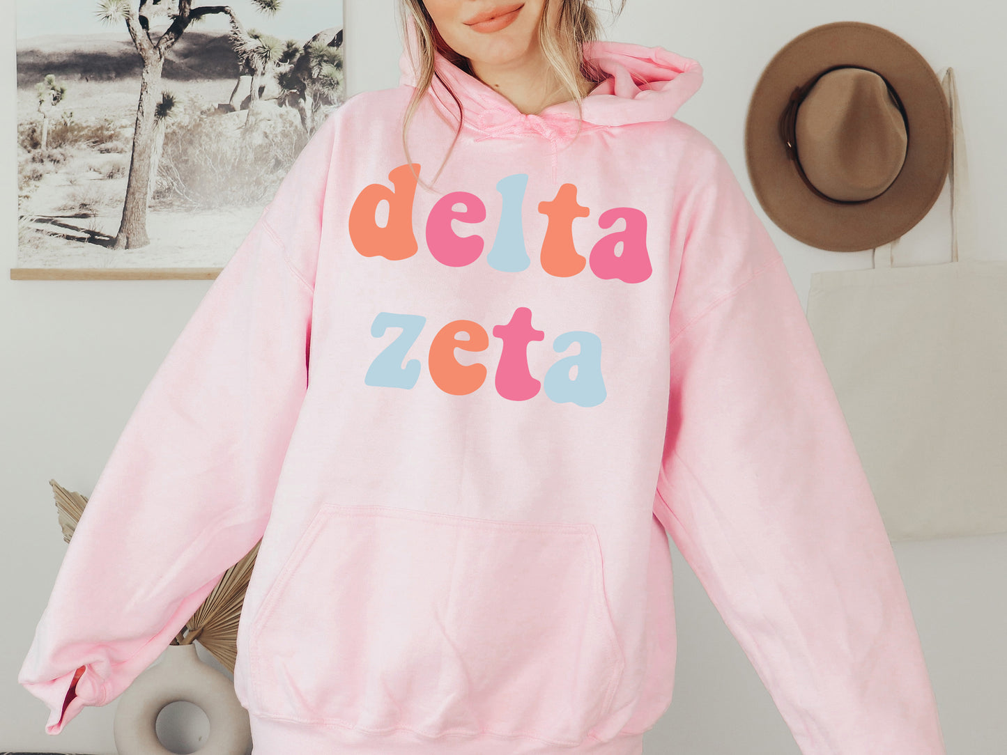 Delta Zeta Vividly Vibrant Sorority Hoodie _ 3162g