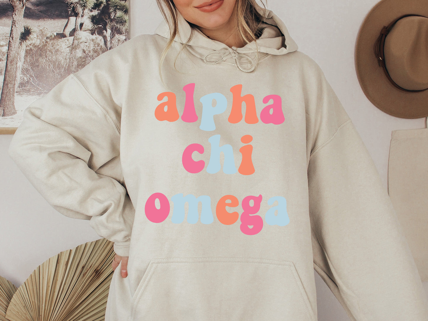 Alpha Chi Omega Vividly Vibrant Sorority Hoodie _ 3149g