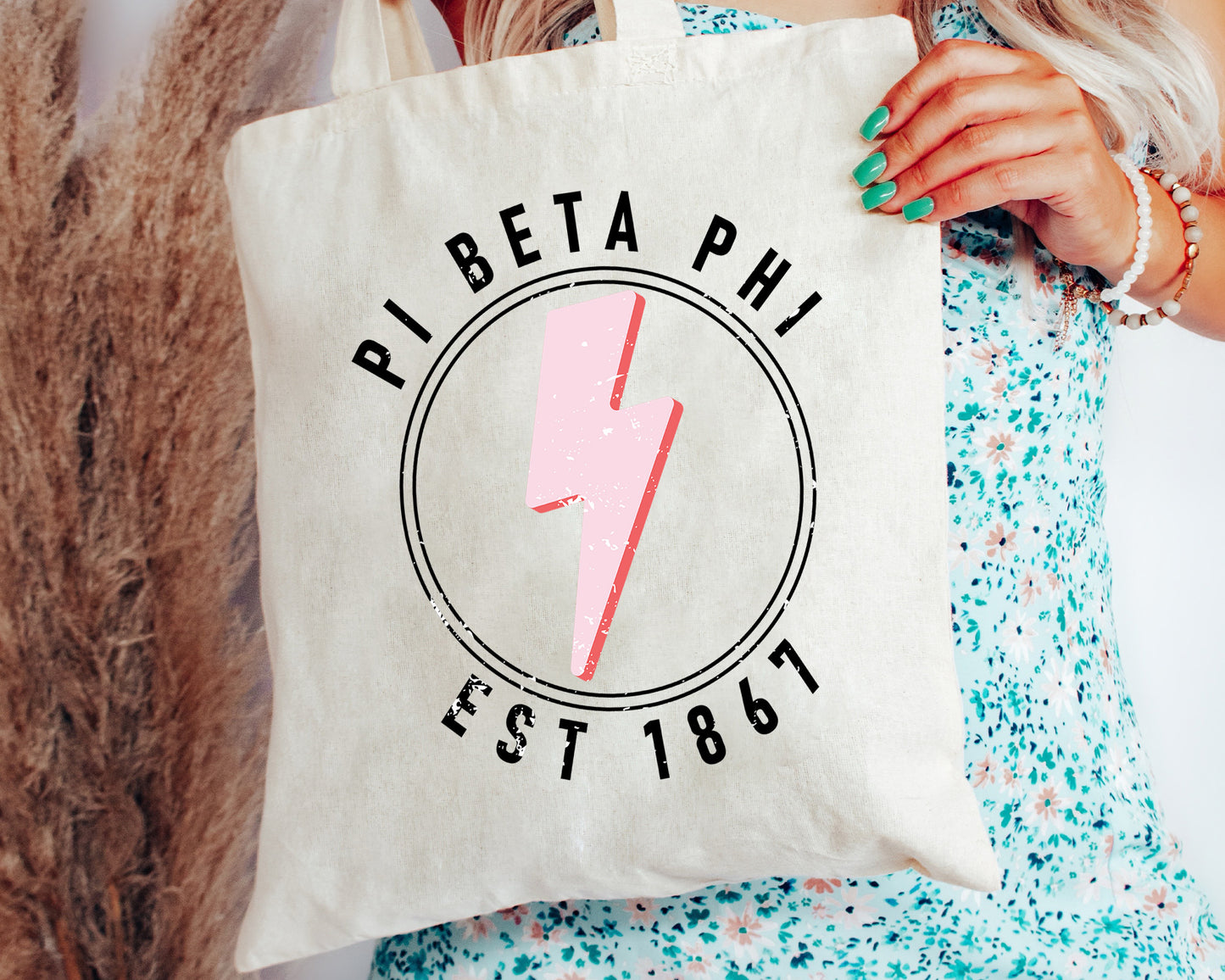 Pi Beta Phi Pinkish Strike Sorority Tote Bag _ 34380g