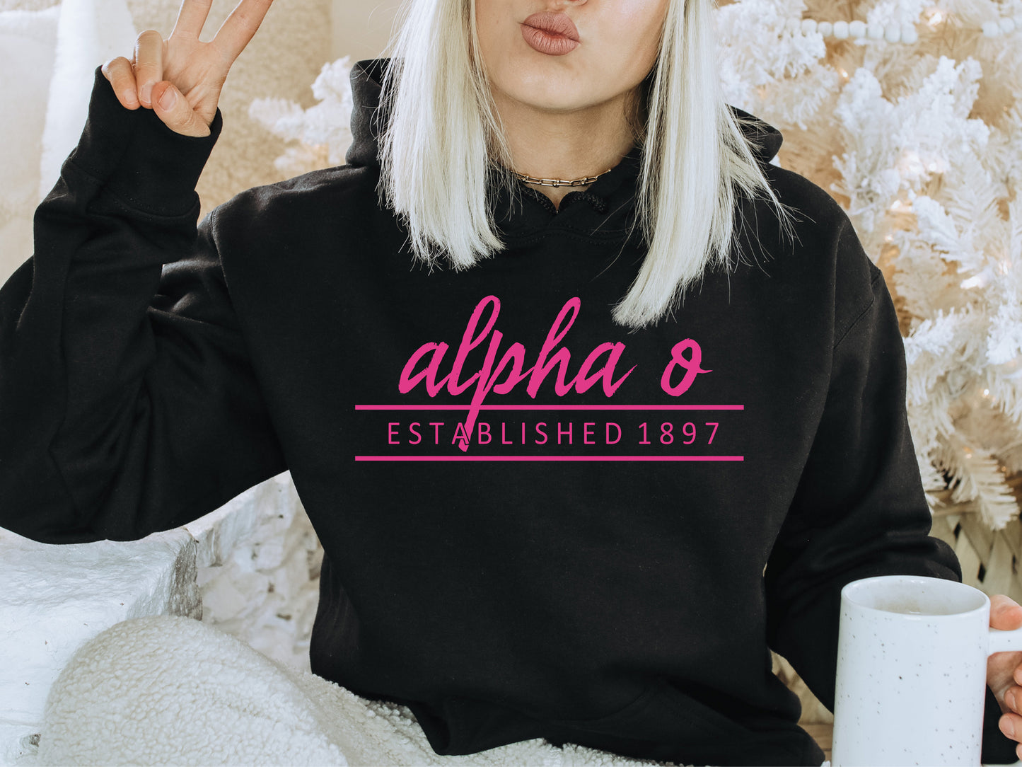 Alpha Omicron Pi All Pink Sorority Hoodie _ 756g