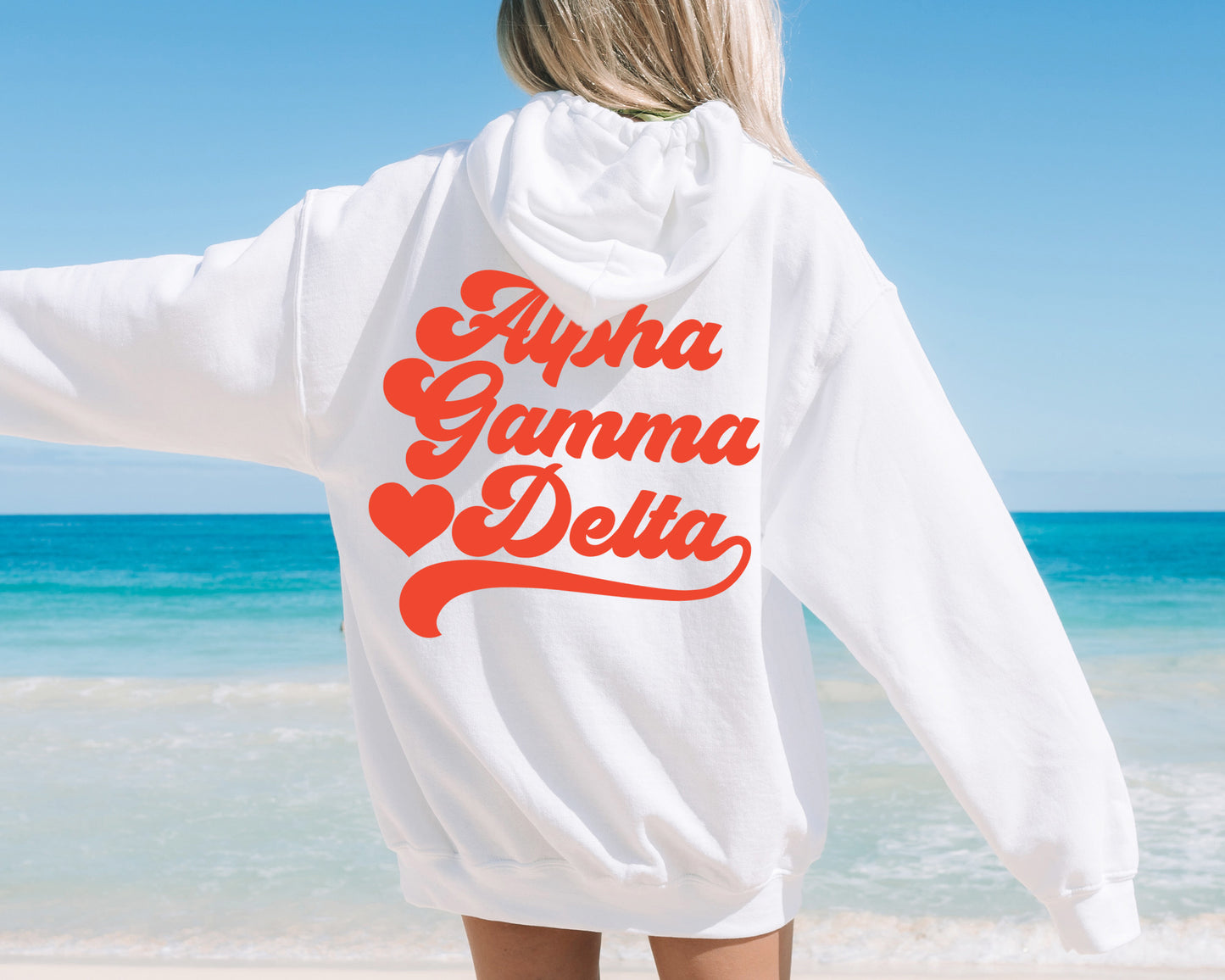 Alpha Gamma Delta Red Heart Sorority Hoodie _ 33349g