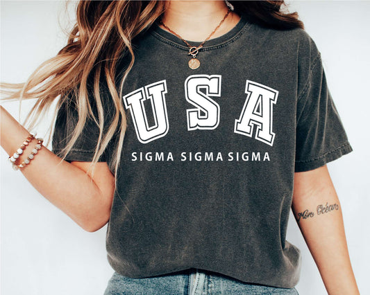Sigma Sigma Sigma Proud American Sorority T-shirt _ 2314g