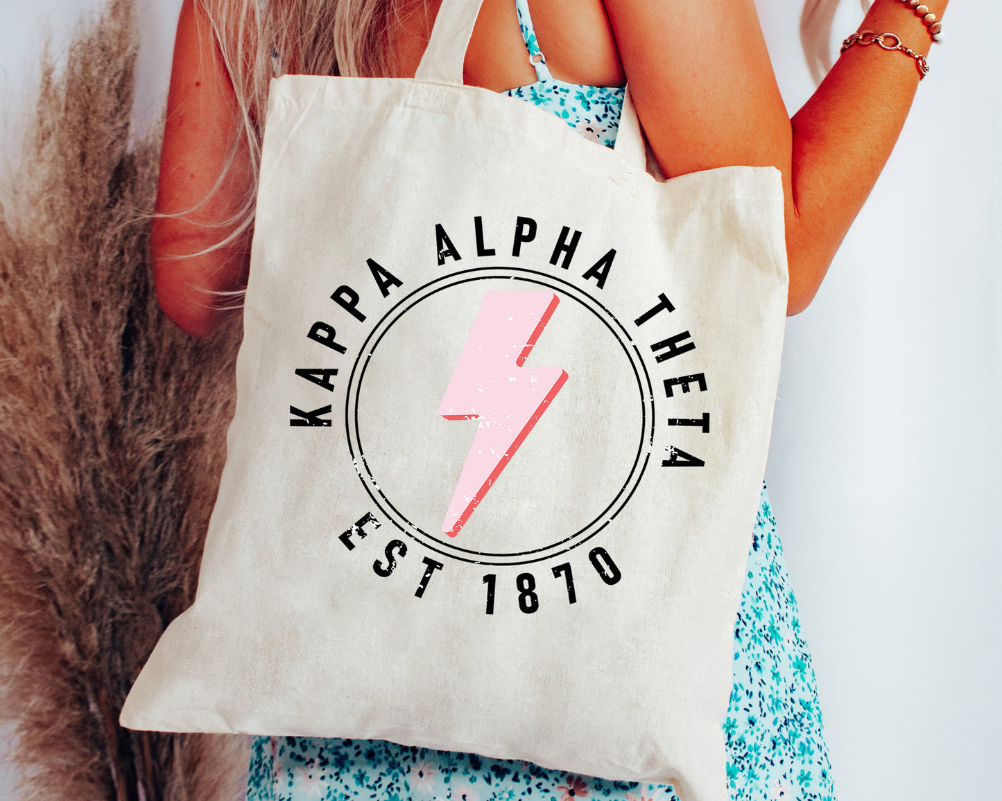 Kappa Alpha Theta Pinkish Strike Sorority Tote Bag _ 34375g