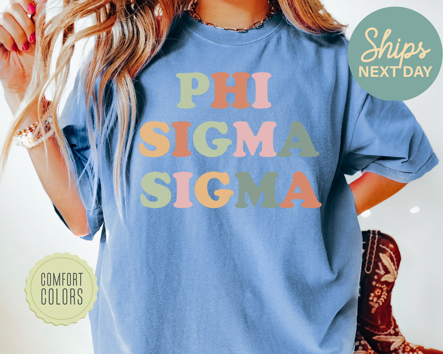 Phi Sigma Sigma Bright and Proud Comfort Colors Sorority T-shirt _ 433g