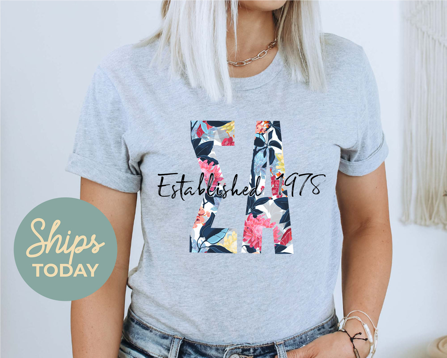 Sigma Alpha Floral Block Sorority T-shirt _ 3519g