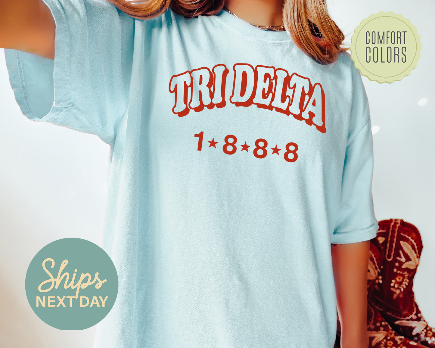 Delta Delta Delta Red Arch Comfort Colors Sorority T-shirt _ 372g