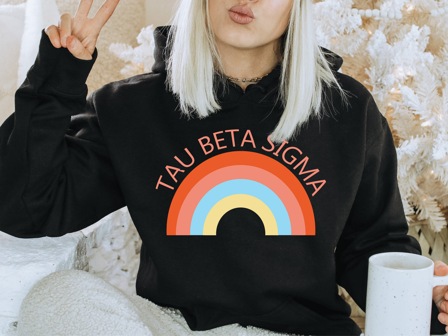 Tau Beta Sigma Colorful Rainbow Sorority Hoodie _ 3466g