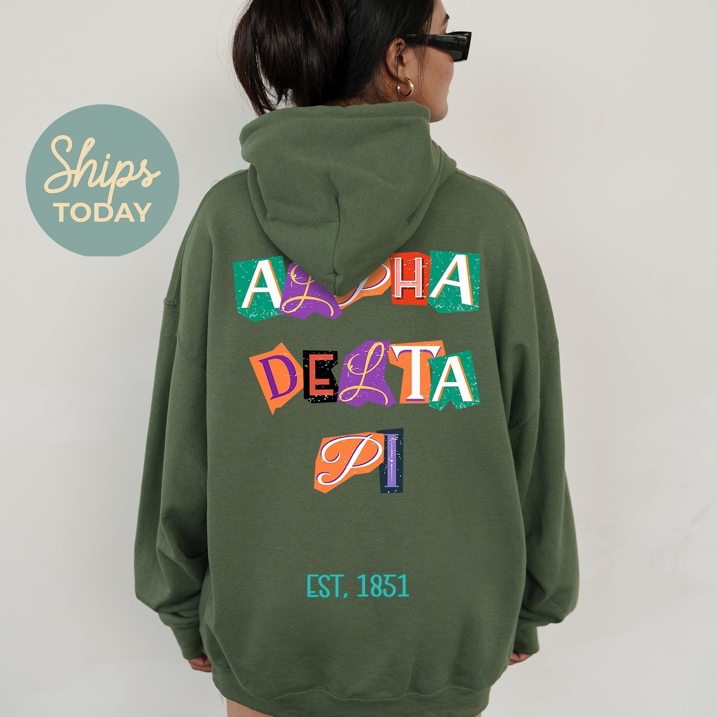 Alpha Delta Pi Letter Cuts Sorority Hoodie _ 35888g