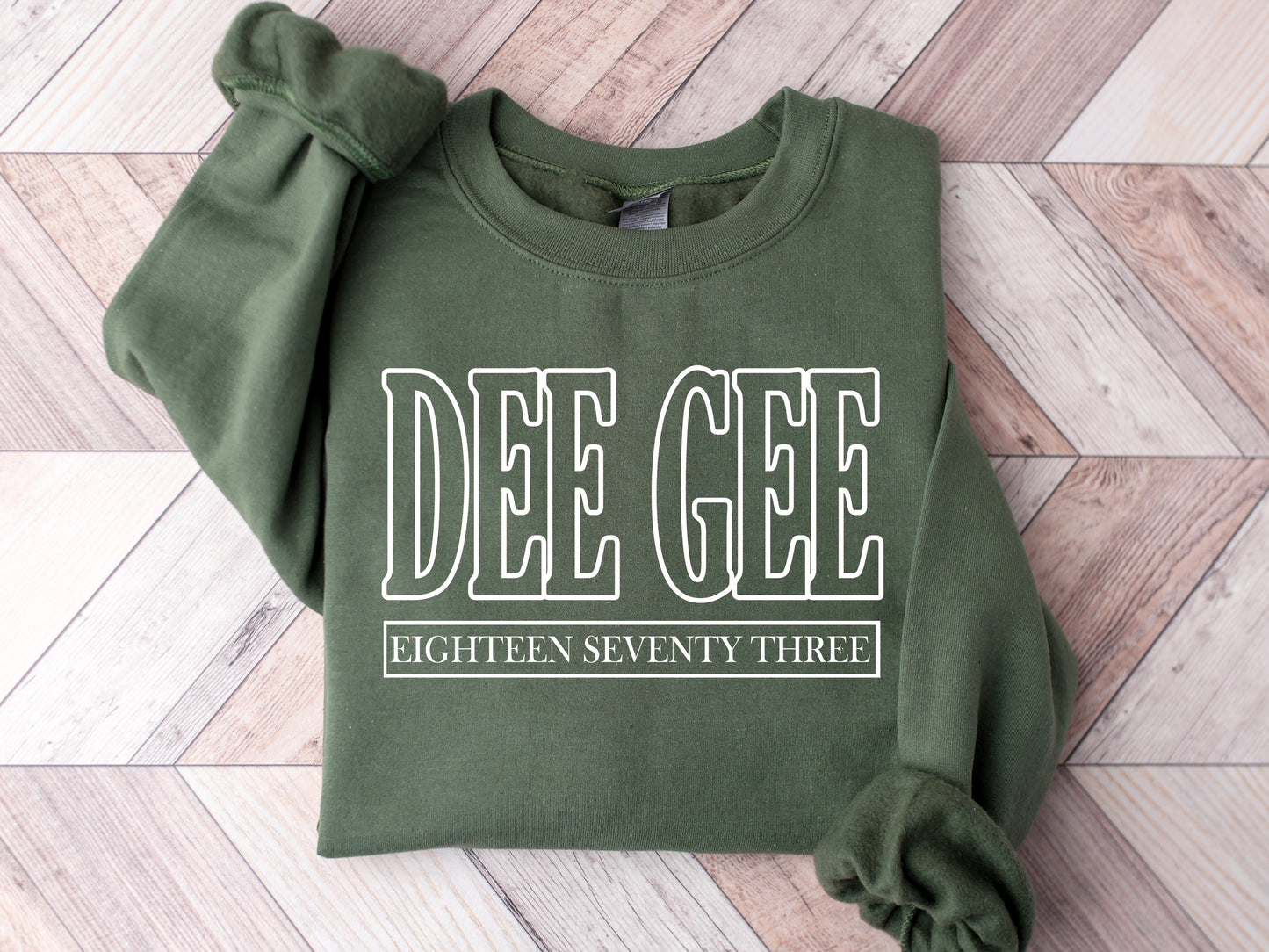Delta Gamma Stencil Stacked Sorority Sweatshirt _ 2145g