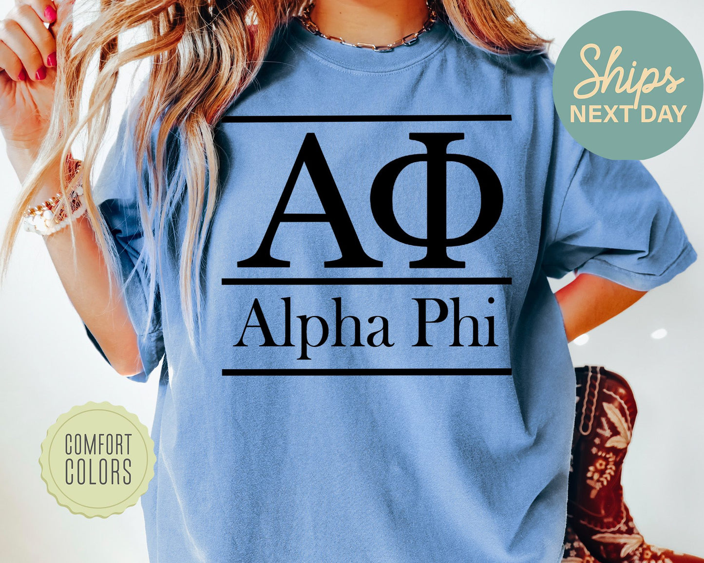 Alpha Phi Bold Statement Comfort Colors Sorority T-shirt _ 289g